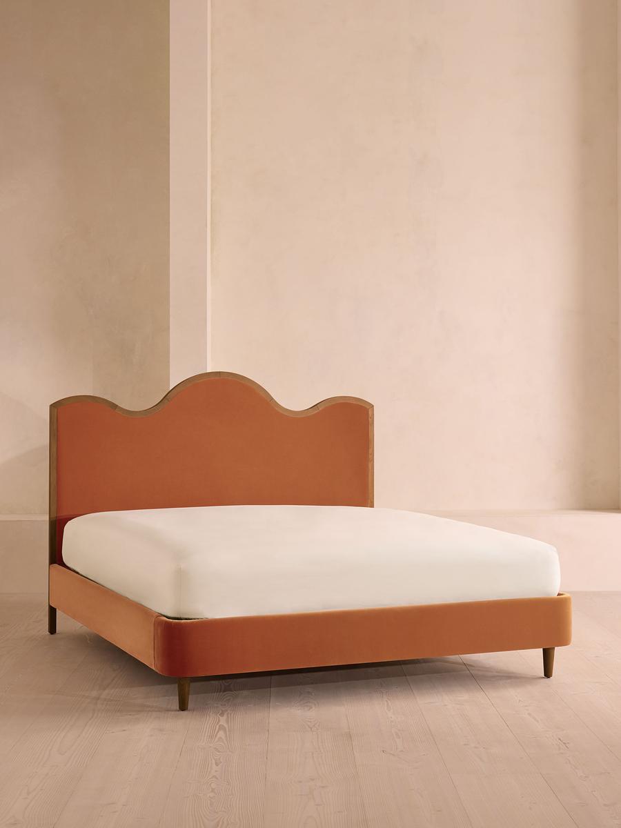 Aubrey Bed, King, Velvet, Antique Rose