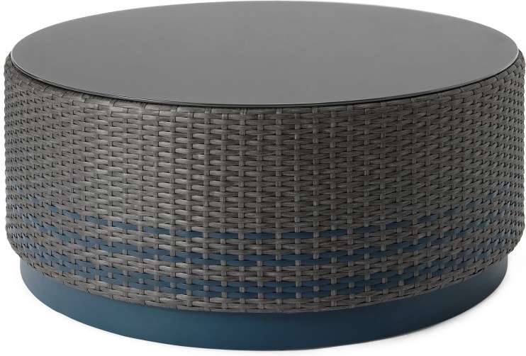 Bulao Garden Coffee Table, Rattan and Blue