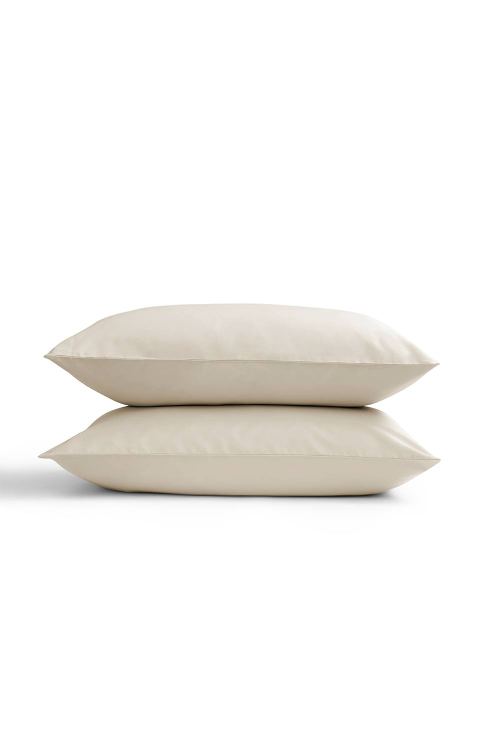 CHRISTY 400TC Luxury Cotton Sateen Plain Dye Pillowcases Pair in Light Beige
