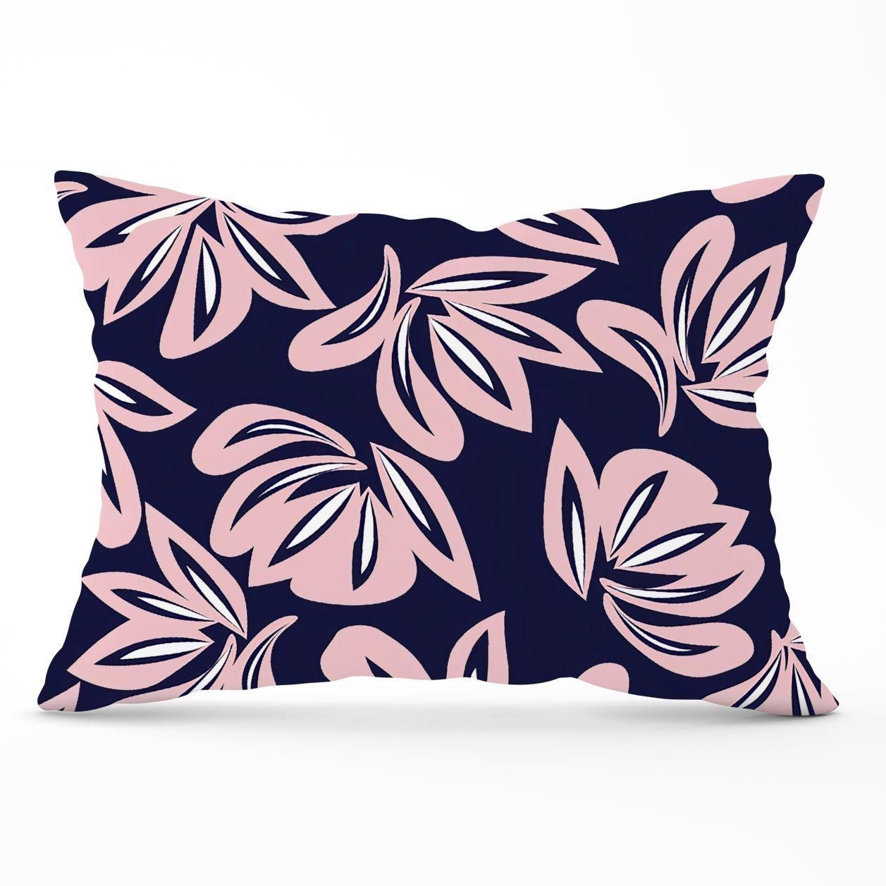 Warren Reed - Designer Pink Navy Floral Botanical Pattern Cushions