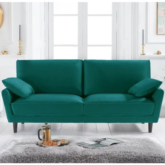 Caropy Velvet Upholstered 3 Seater Sofa In Green