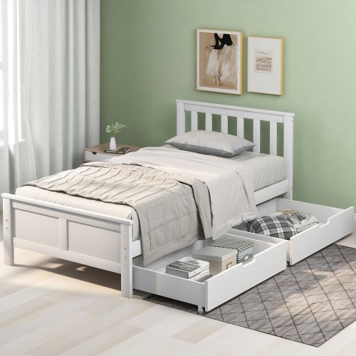 Matteo Wooden Solid White Pine Storage Bed With Drawers Bed Furniture Frame For Adults