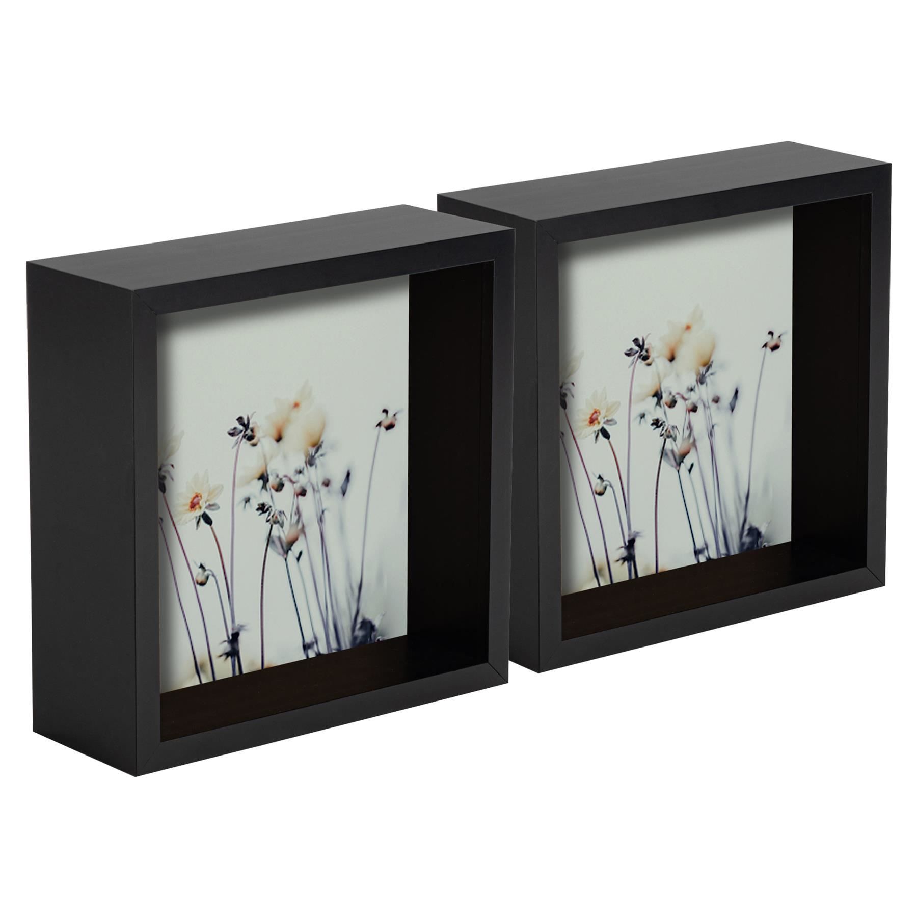 Nicola Spring 3D Deep Box Photo Frames - 6 x 6" - Pack of 2 in Black
