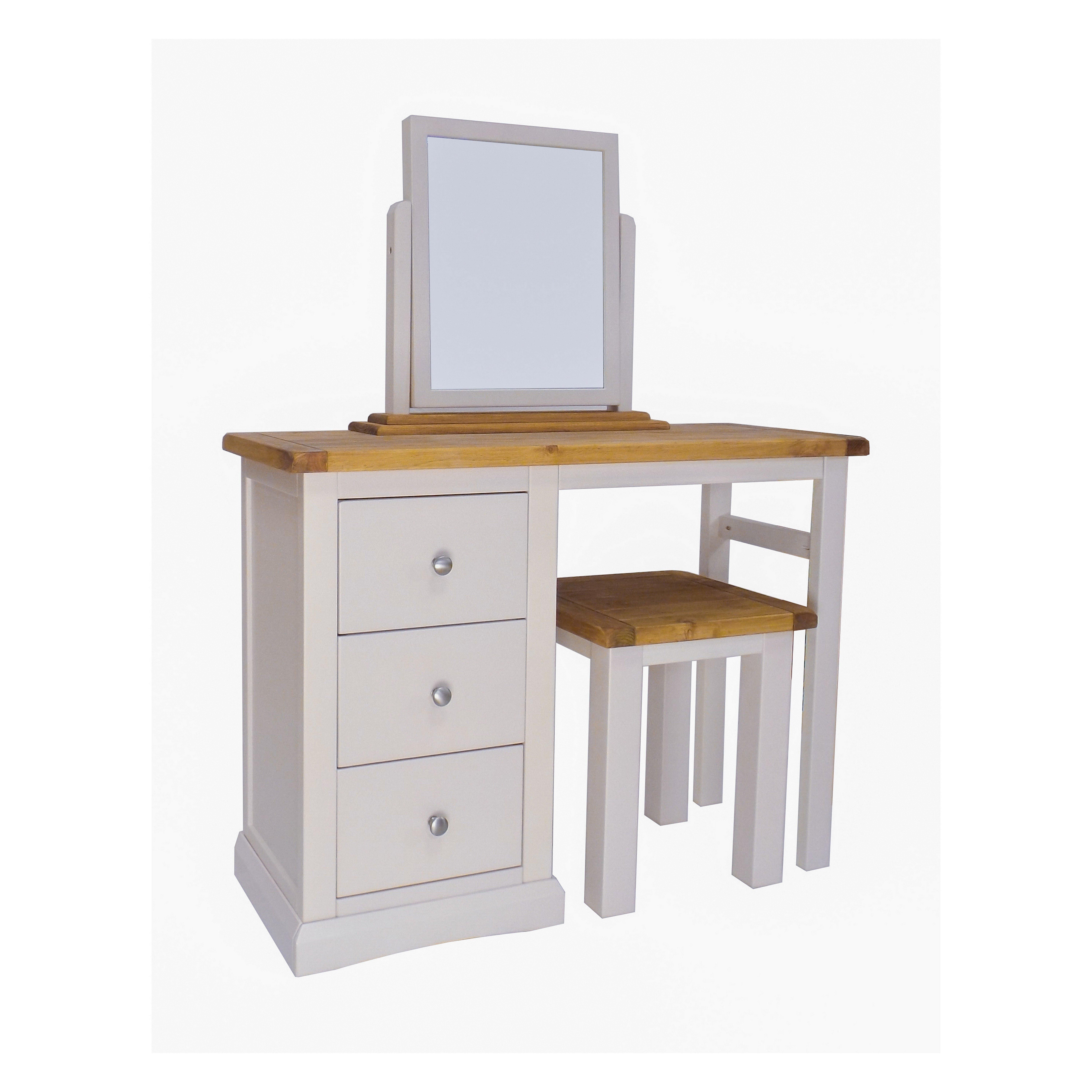 Cabinet Bits Loreo 3 Drawer Dressing Table Set Chrome Knob in Light Grey