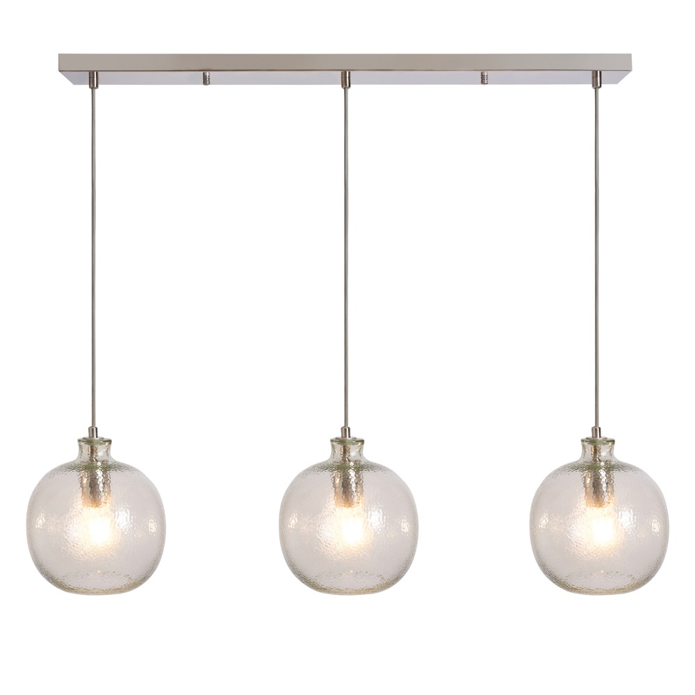 Alfie Bobble Glass 3 Light Pendant Bar, Clear