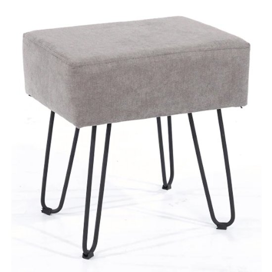 Arturo Rectangular Fabric Stool In Grey With Metal Legs