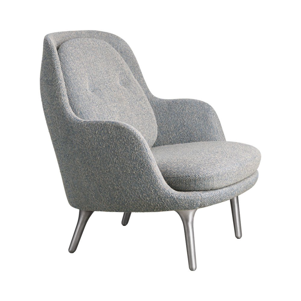 Fritz Hansen Fri Lounge Chair Safire Fabric Aluminium Legs