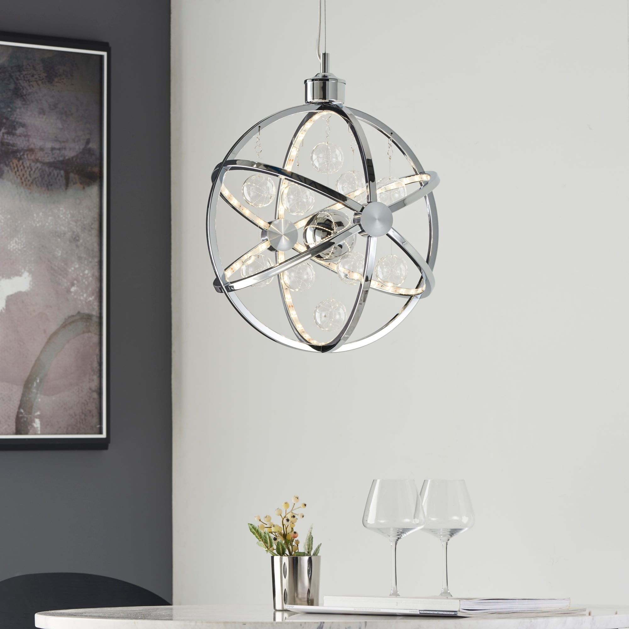 Vogue Pandale Integrated LED Pendant Fitting Chrome