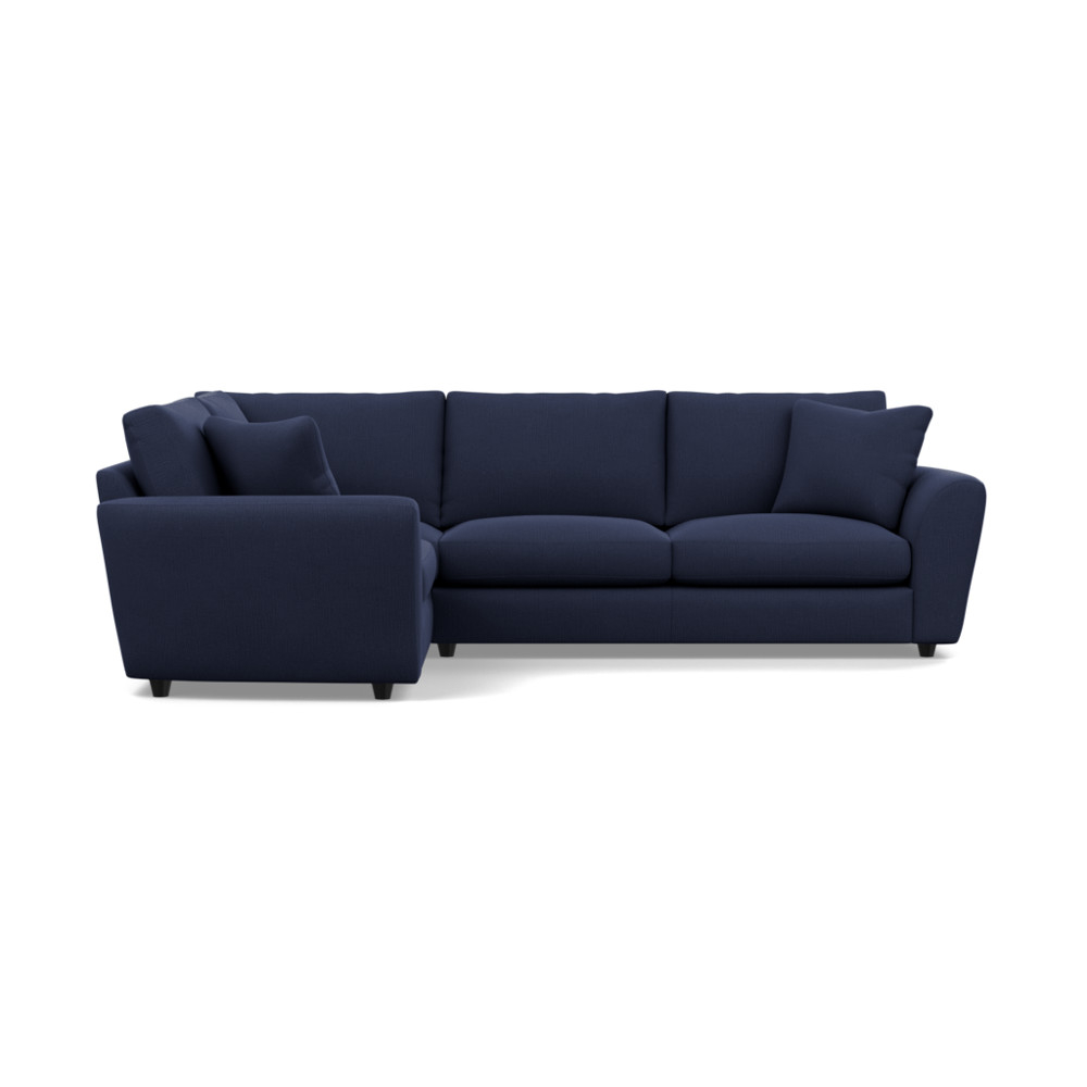 Heal's Snooze Left Hand Facing Corner Sofa Smart Linen Mix Navy Black Feet