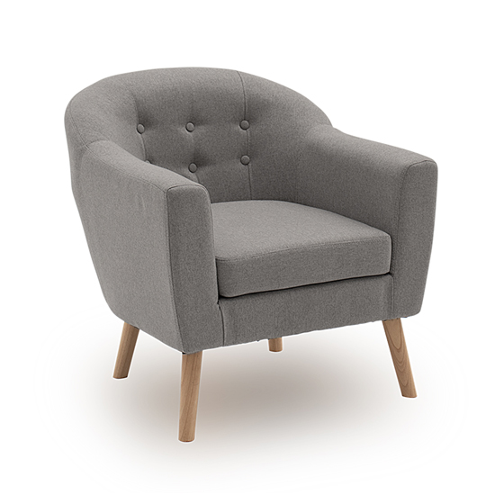 Perig Fabric Upholstered Accent Chair In Light Grey