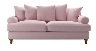 Teddy 3 Seat Sofa Bed in Powder Pink Brushed Linen Cotton - sofa.com
