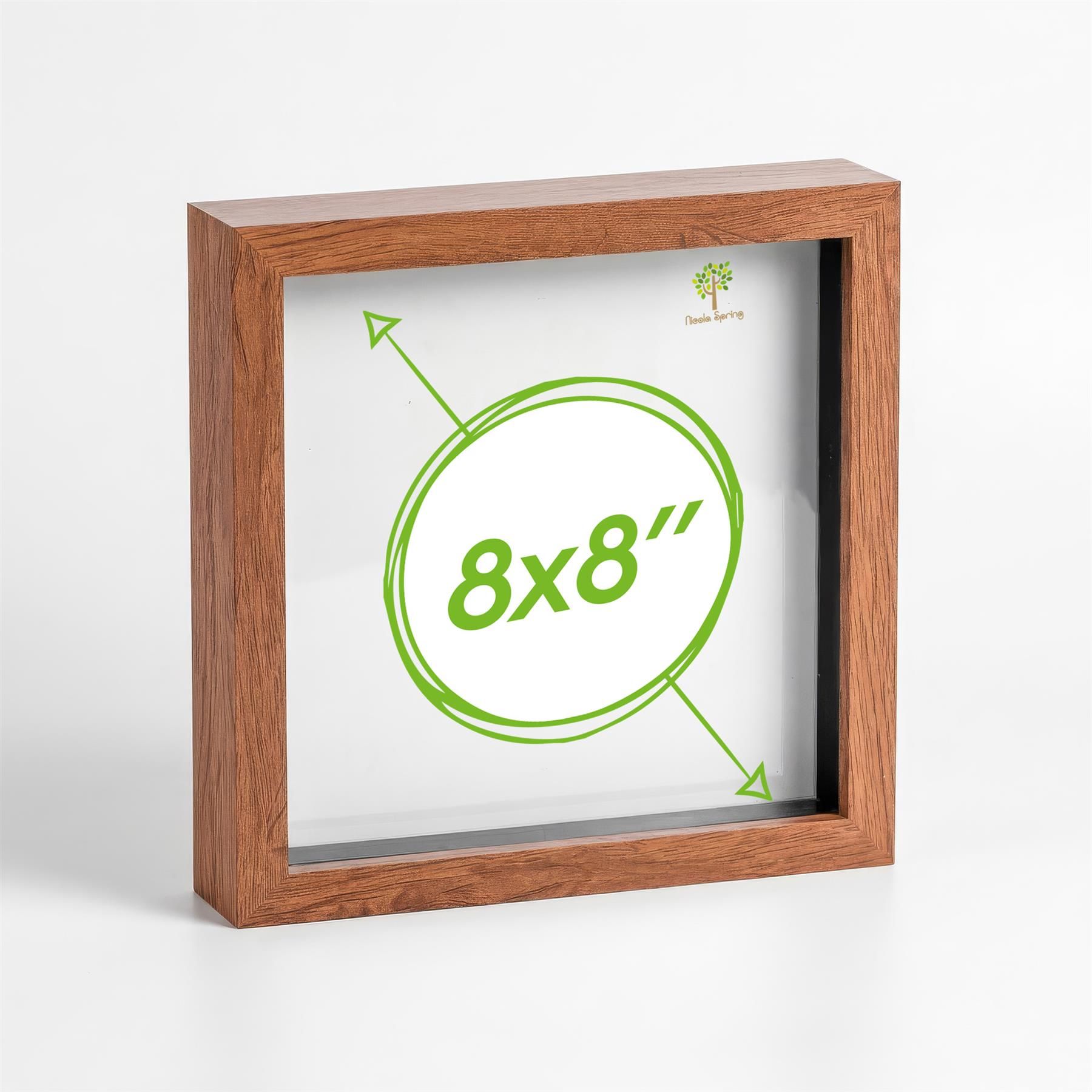Nicola Spring 3D Box Photo Frame - 8 x 8" - Pack of 1 in Dark Brown