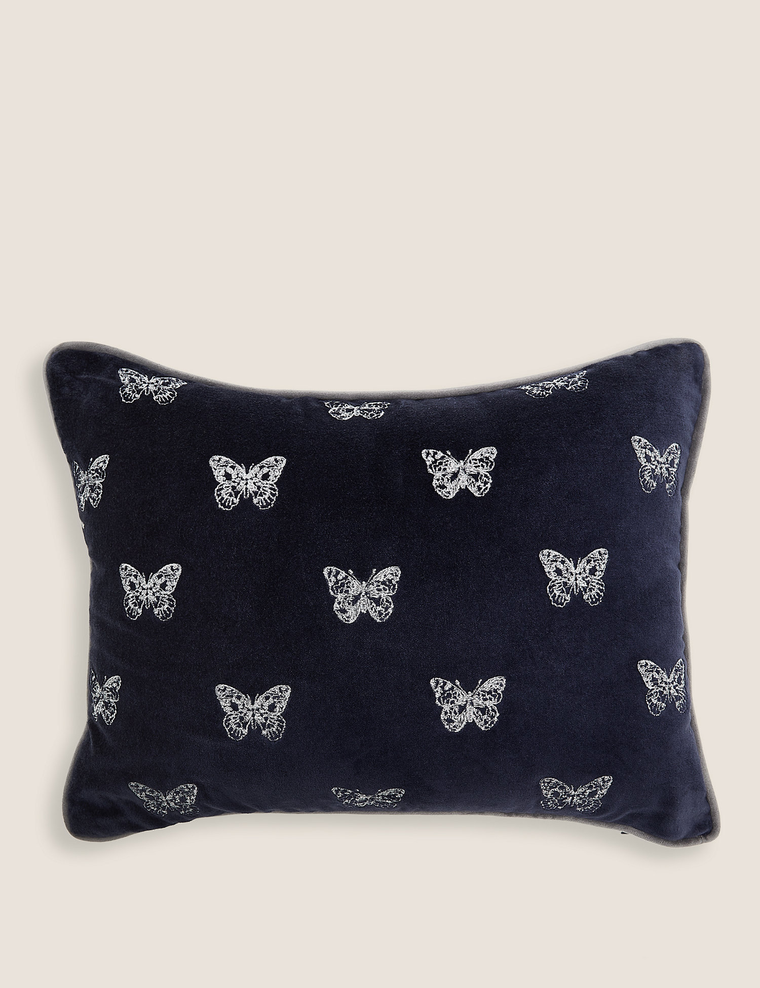M&S Velvet Butterfly Embroidered Bolster Cushion