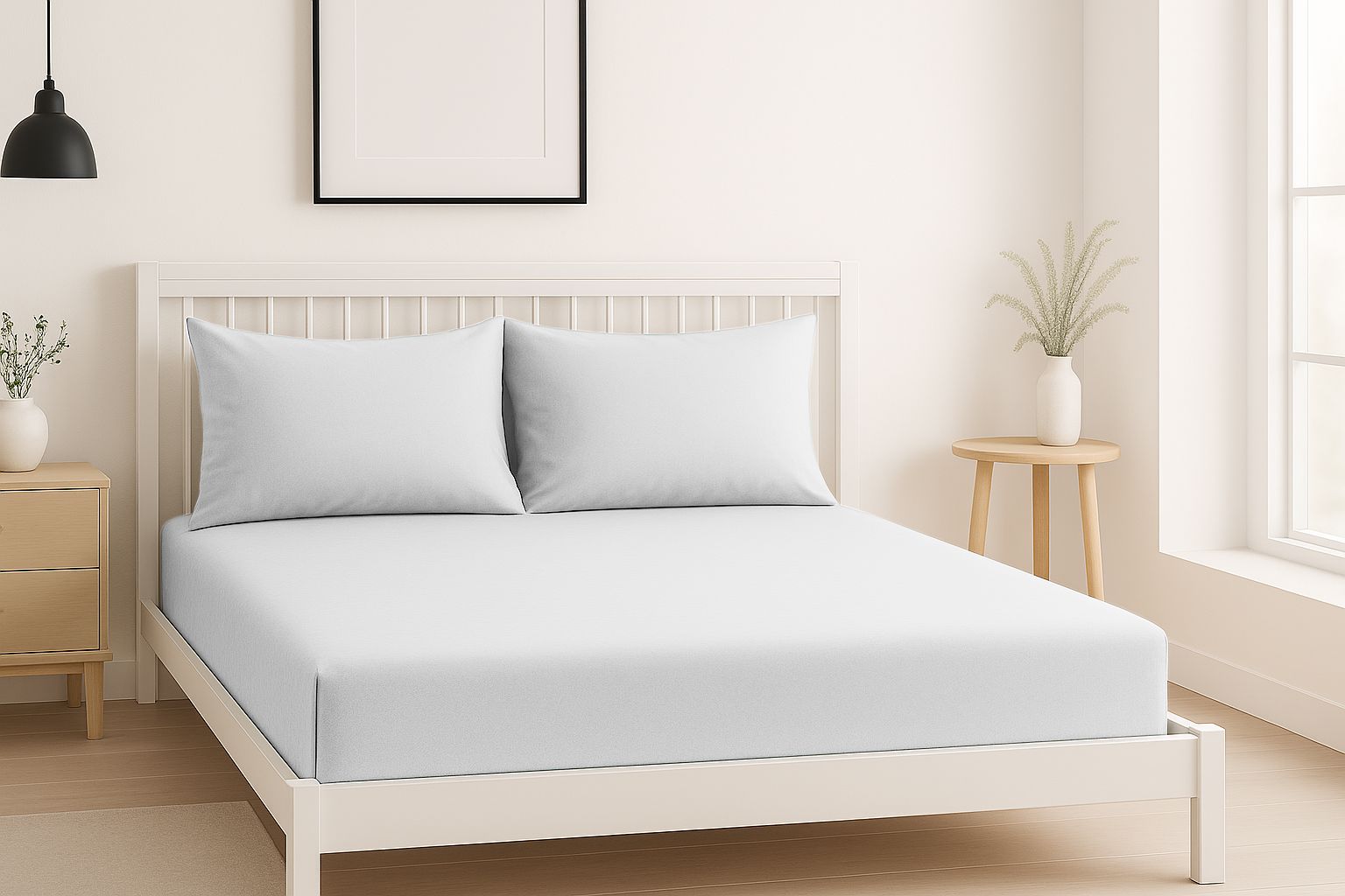 Snug City Luxury 200TC Soft Touch Fitted Sheet Bed Linen 30cm Extra Deep Skirt in White