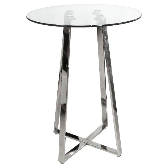 Poseur Bar Table Round In Clear Glass With Chrome Base