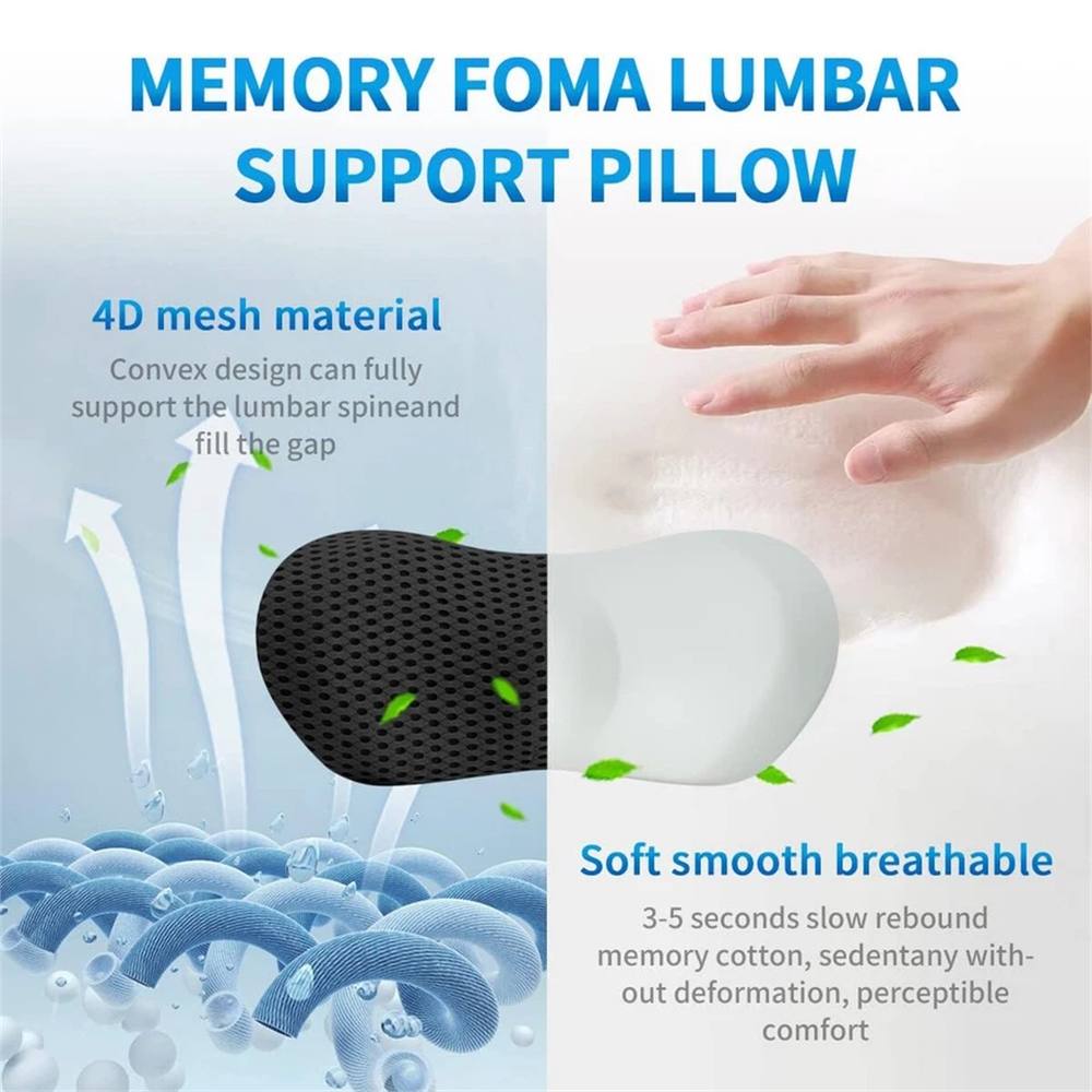 Nordara Memory Foam Lumbar Support Pillow for Car & Travel in Black