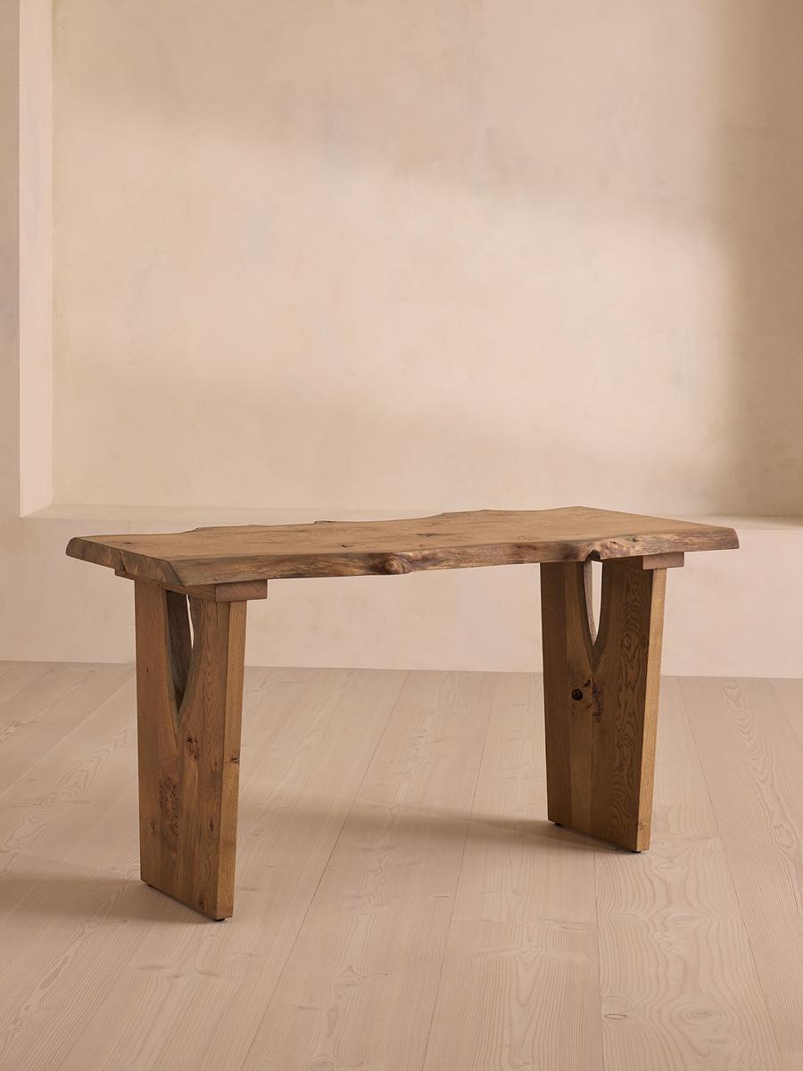Calne Desk, Light Oak, Grommet, Left, 140cm