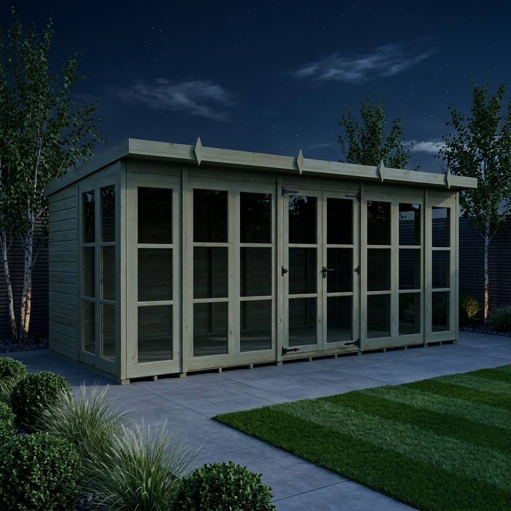 Buttercup Farm 16ft x 8ft Georgian Pent Summer House - Pressure Treated Timber in Brown 3