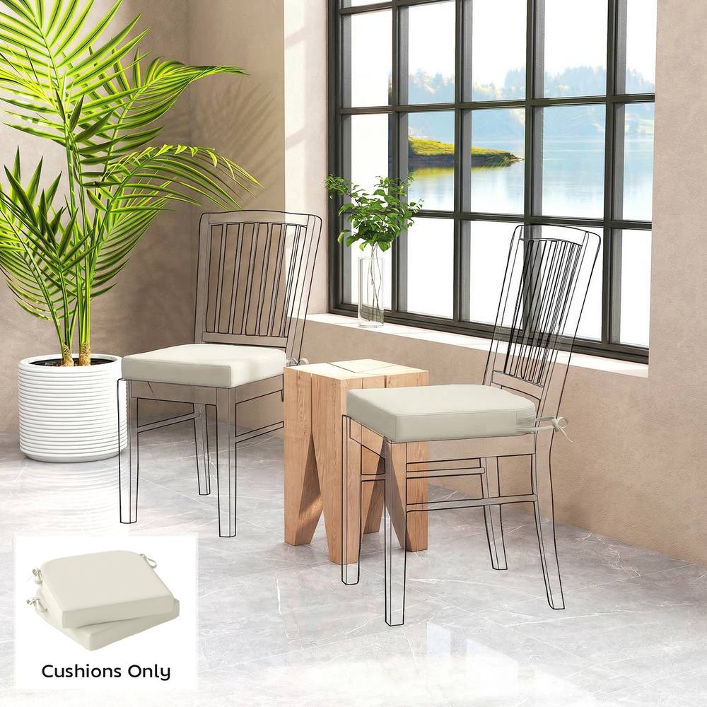 OUTSUNNY Outdoor Chair Seat Cushions Set of 2, Garden Chair Cushions in Cream