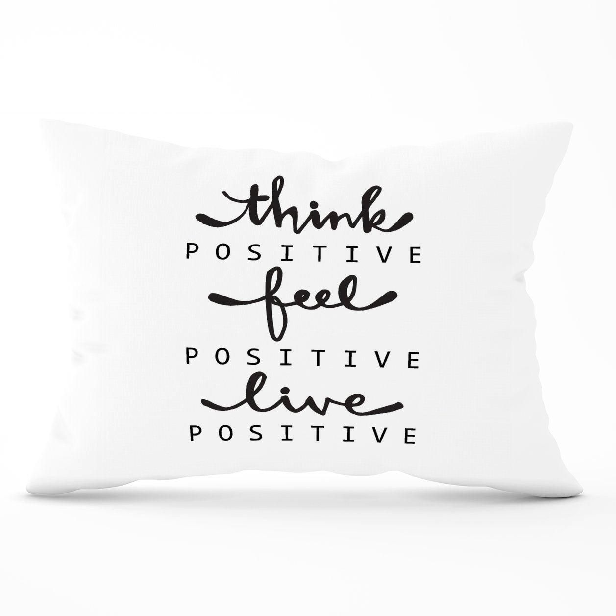 Warren Reed - Designer Think Positive, Feel Positive, Live Positive Cushions in Black