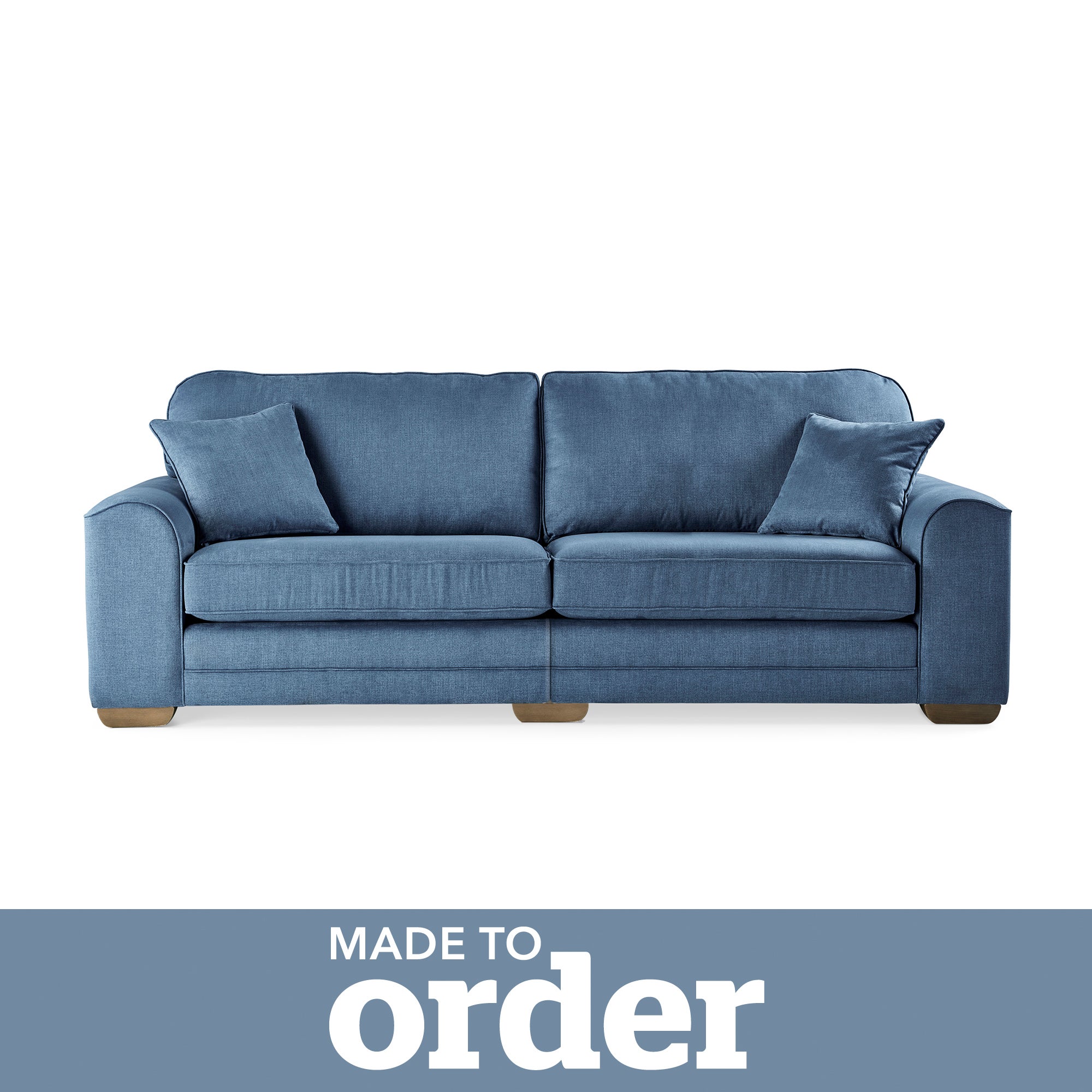 Morello 4 Seater Sofa Brushed Plain Fabric Blue