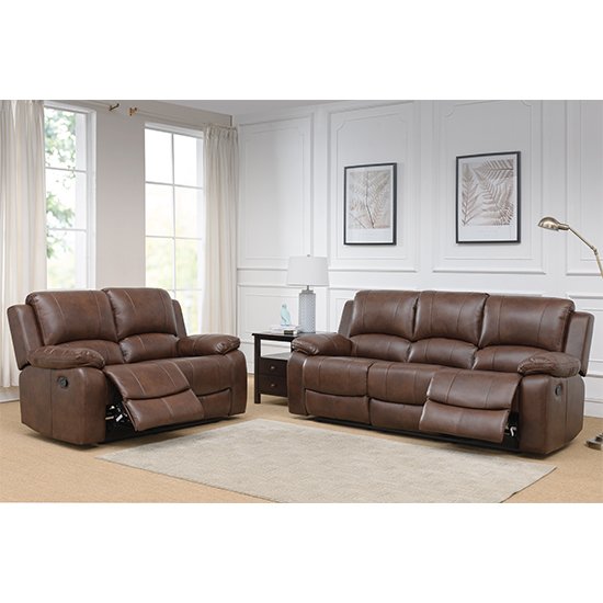 Andalusia Leather 2 Seater And 3 Seater Sofa Suite In Whiskey