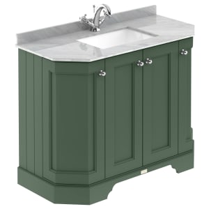 Bayswater Victrion Hunter Green Angled Traditional Freestanding Vanity Unit & Grey Marble Top Basin - 1000mm