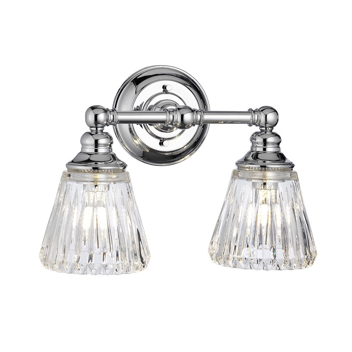 Netlighting Keynes 2 Light Wall Light Polished Chrome IP44 in Grey