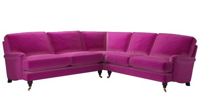 Bluebell Asym. Crn: LHF 2.5 Seat w RHF 2 Seat in Peony Cotton Matt Velvet - sofa.com