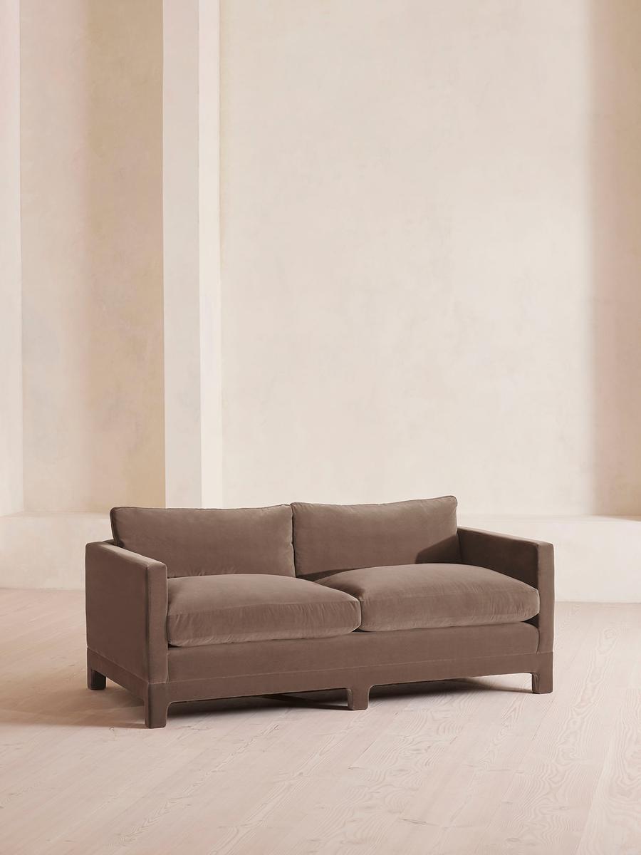 Ashford Two Seater Sofa, Velvet, Taupe
