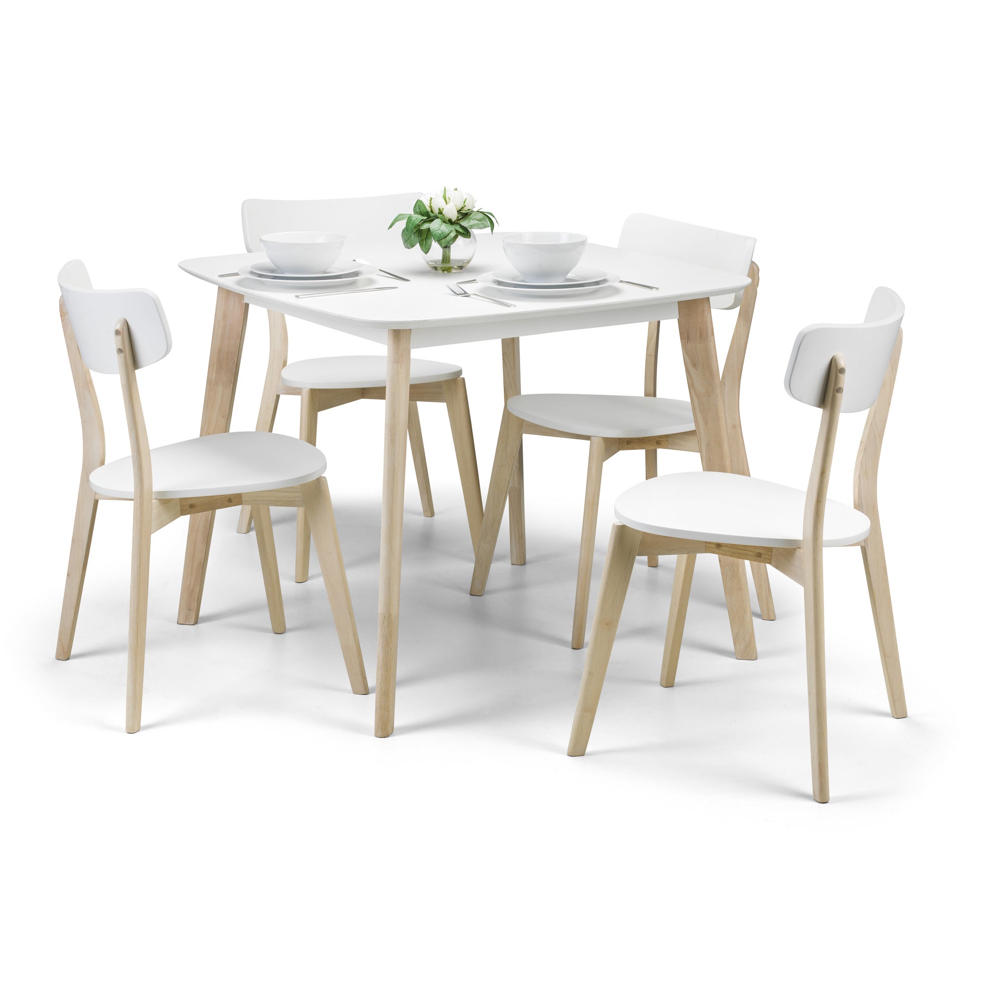 Casa 4 Seater Square Dining Table with 4 Chairs, White