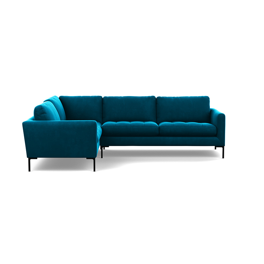 Heal's Eton Left Hand Facing Corner Sofa Velvet Teal Black Feet