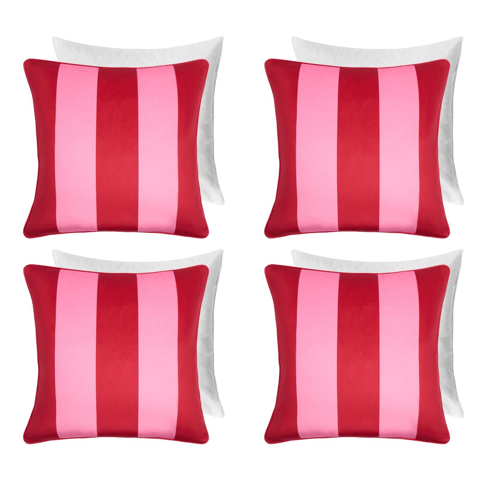 OHS 4 Pack Stripe Filled Cushion Covers Home Decor Set in Pink