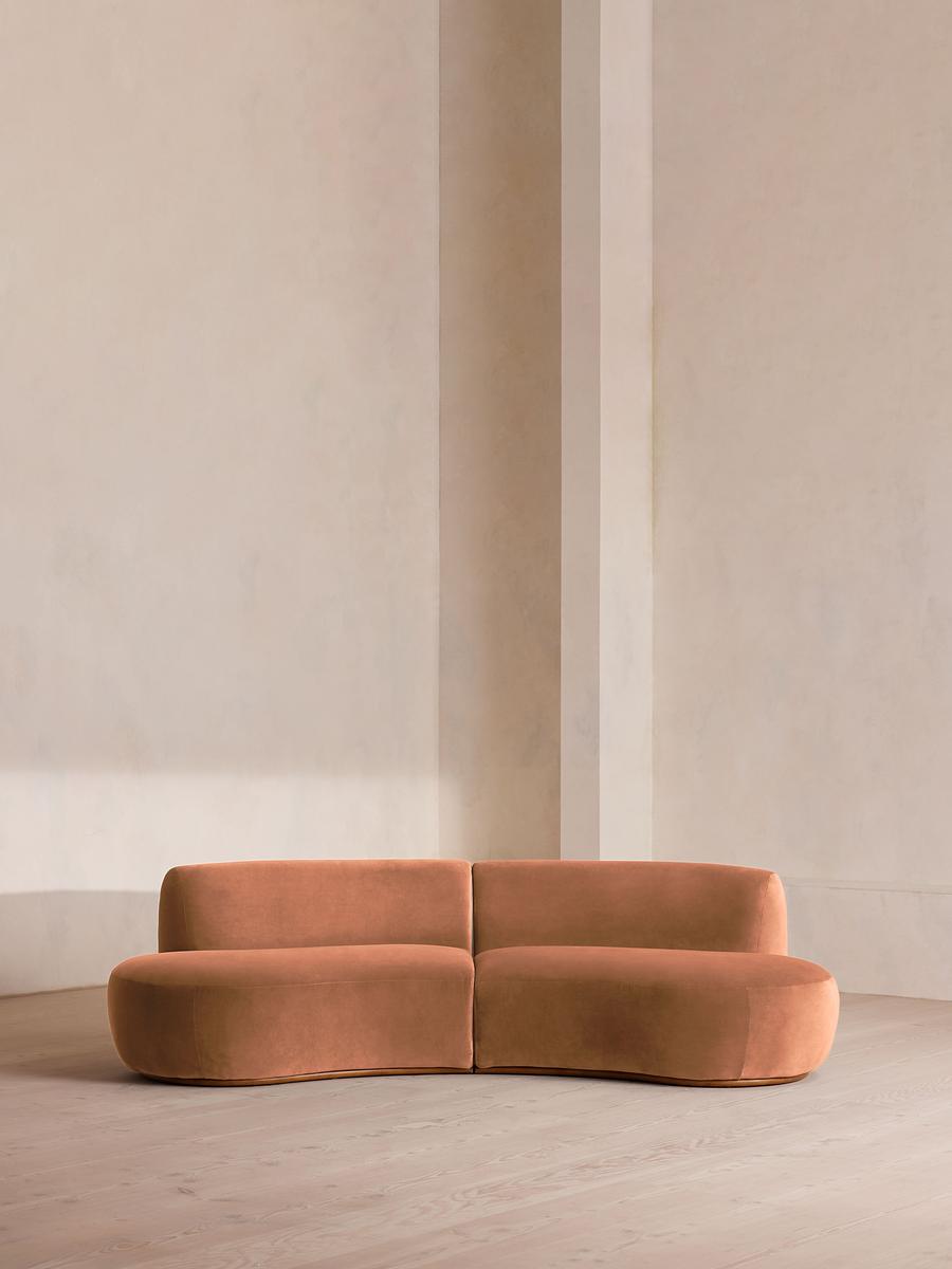 Aline Serpentine Modular Sofa, Three Seater, Antique Rose Velvet