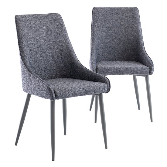 Rimini Blue Fabric Dining Chairs In Pair
