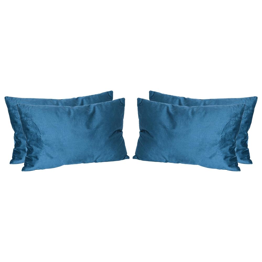 Nicola Spring Rectangle Velvet Cushions - 60cm x 40cm - Pack of 4 in Blue