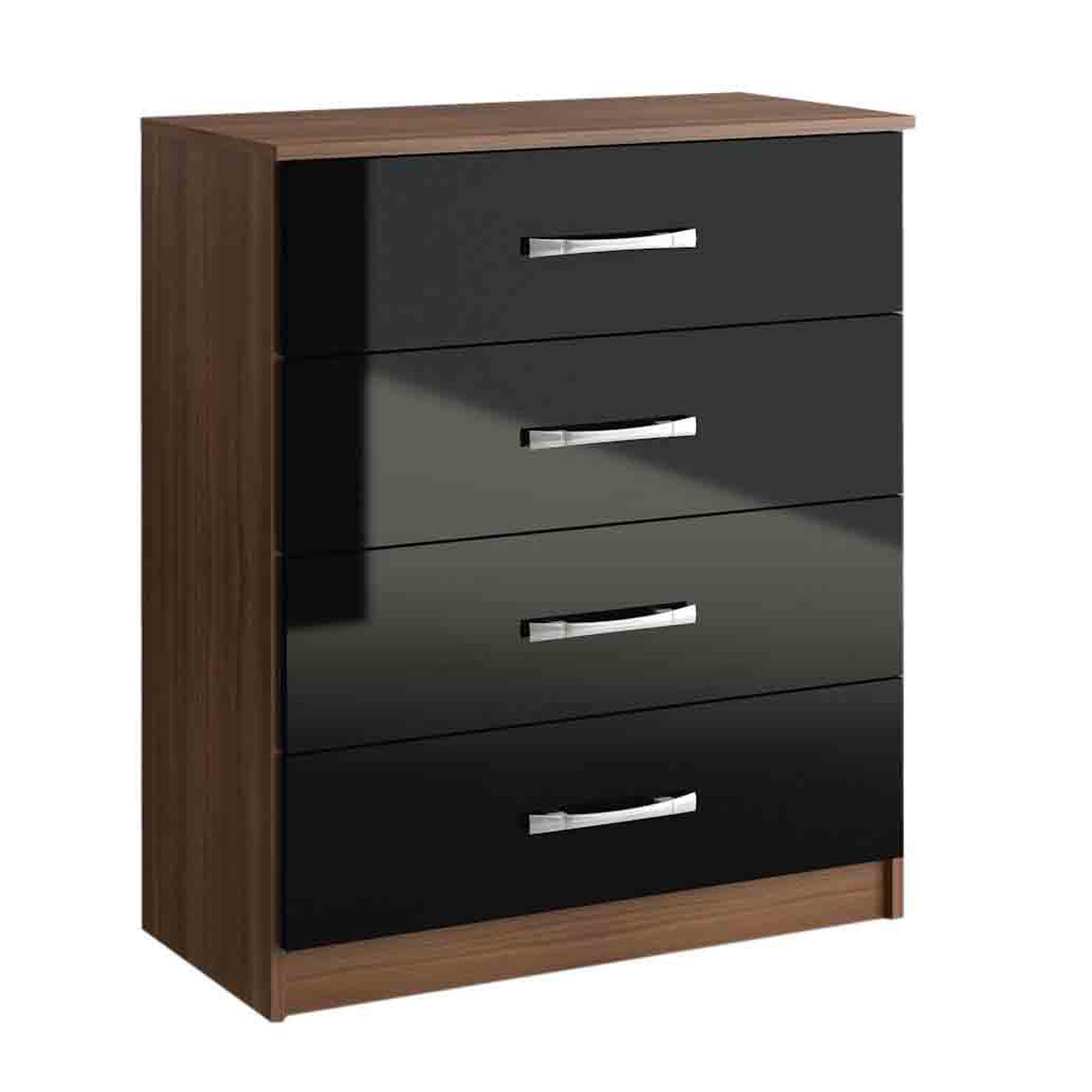 Lynx Walnut and Black 4 Drawer Chest Black