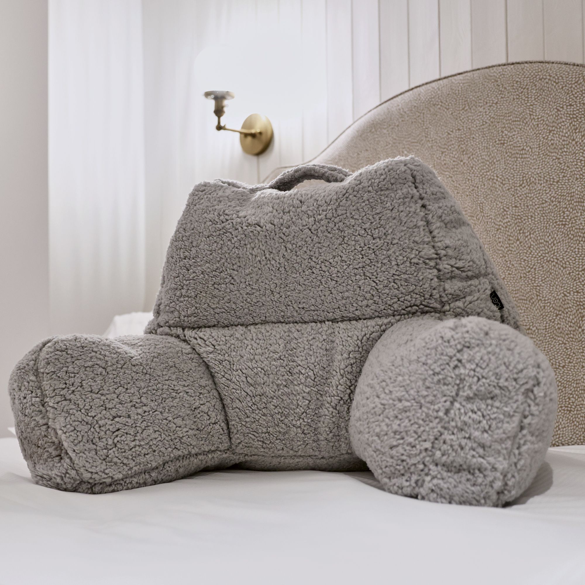 icon Soft Teddy Bear Cuddle Cushion Reading Support Pillow in Grey