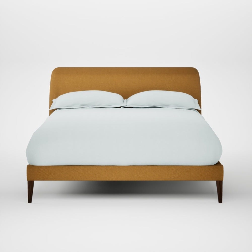Heal's Wallis Bed Double Smart Cotton Linen Sahara Walnut Stained Feet