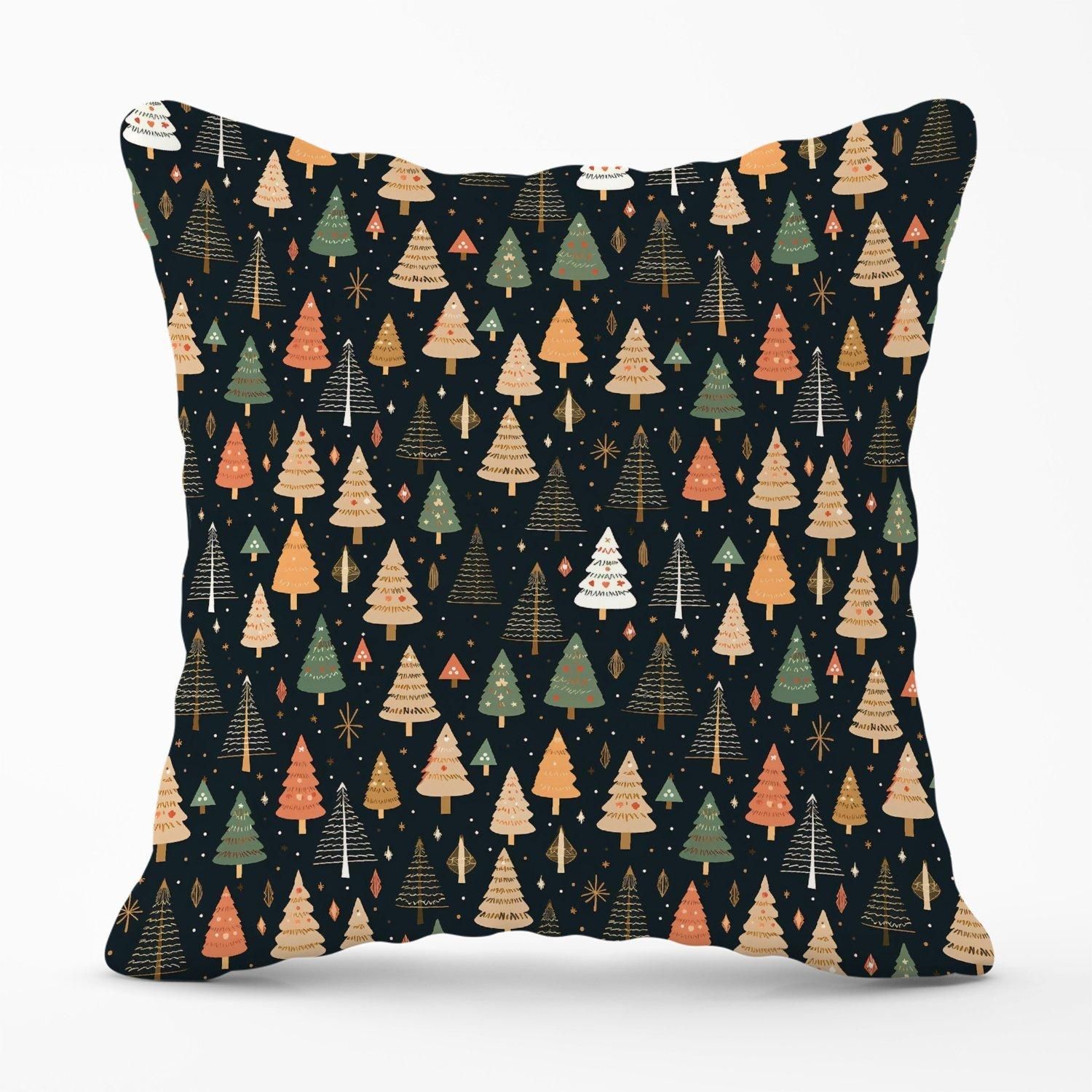 Warren Reed - Designer Boho Inspired Christmas Trees Outdoor Cushion in Green