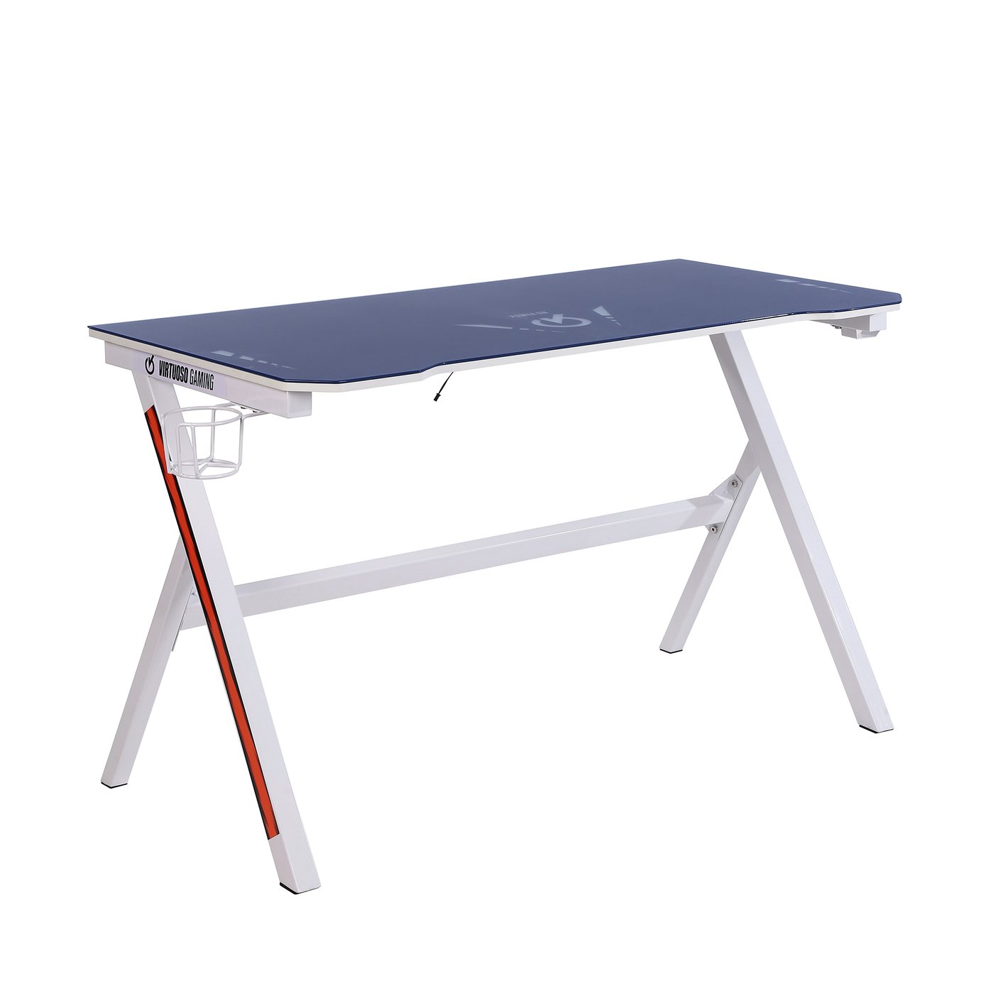 Virtuoso Velar LED Gaming Desk - White and Blue