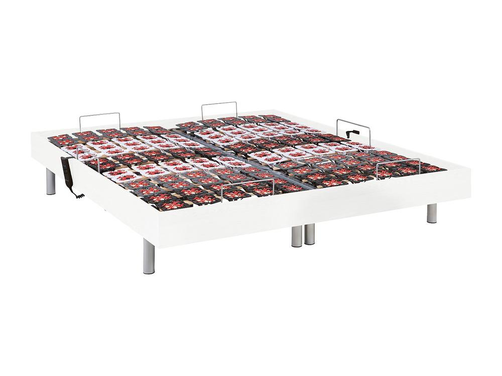 Vente-unique Electric Adjustable Bed 2X78 White Wood Decorative Pads - 2 X 90 X 200 5
