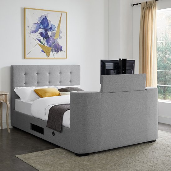Mayfair Fabric TV Double Bed In Grey