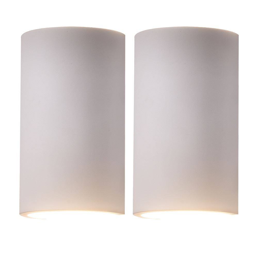 First Choice Lighting Set of 2 Evie - White Plaster GU10 Wall Lights