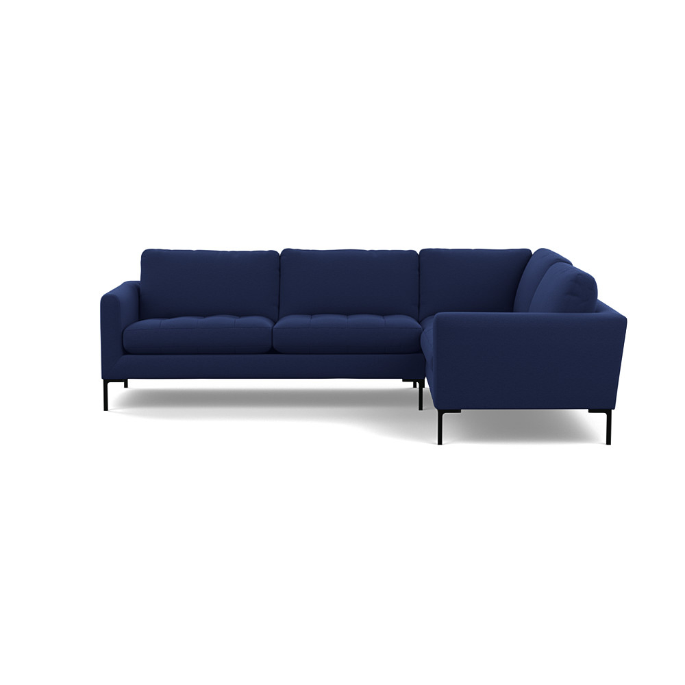 Heal's Eton Right Hand Facing Corner Sofa Melton Wool New Navy Black Feet