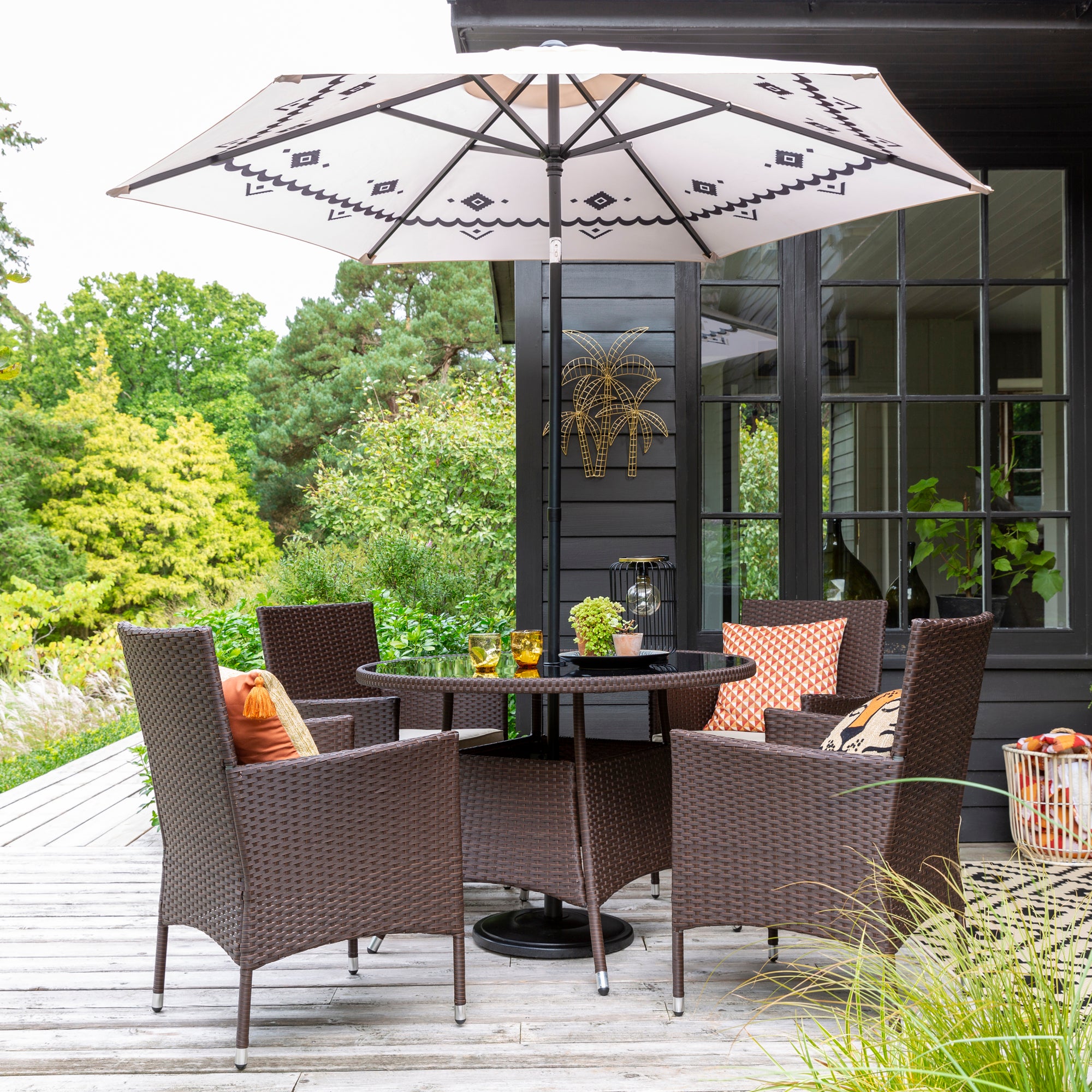 St Lucia 4 Seater Brown Round Dining Set Brown