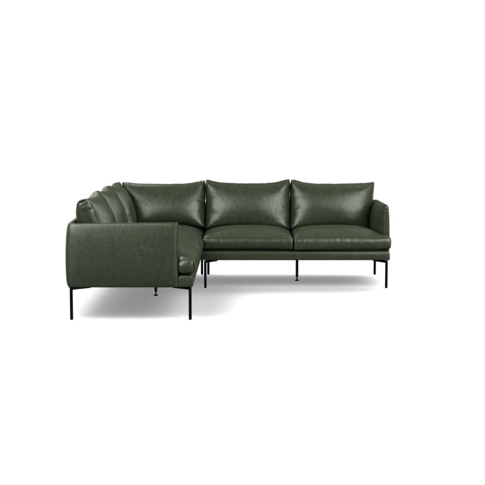 Heal's Matera Large Corner Sofa Leather Stonewash Vintage Green 278