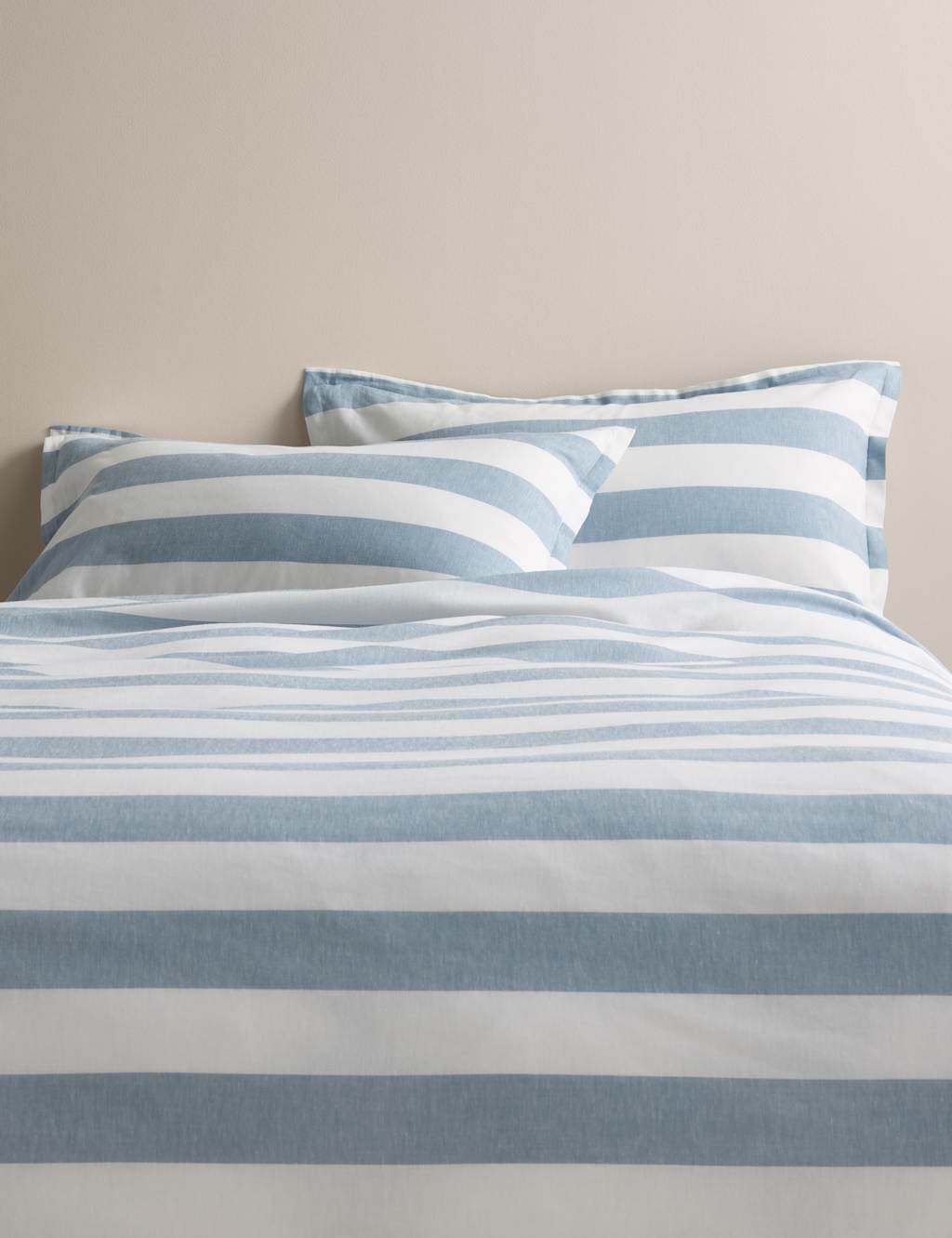 M&S Linen Blend Striped Yarn Dye Bedding Set Blue Mix