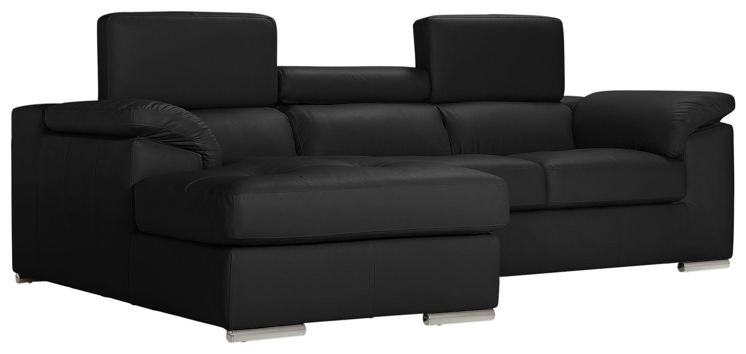 Argos Home Valencia Right Corner Leather Sofa - Black