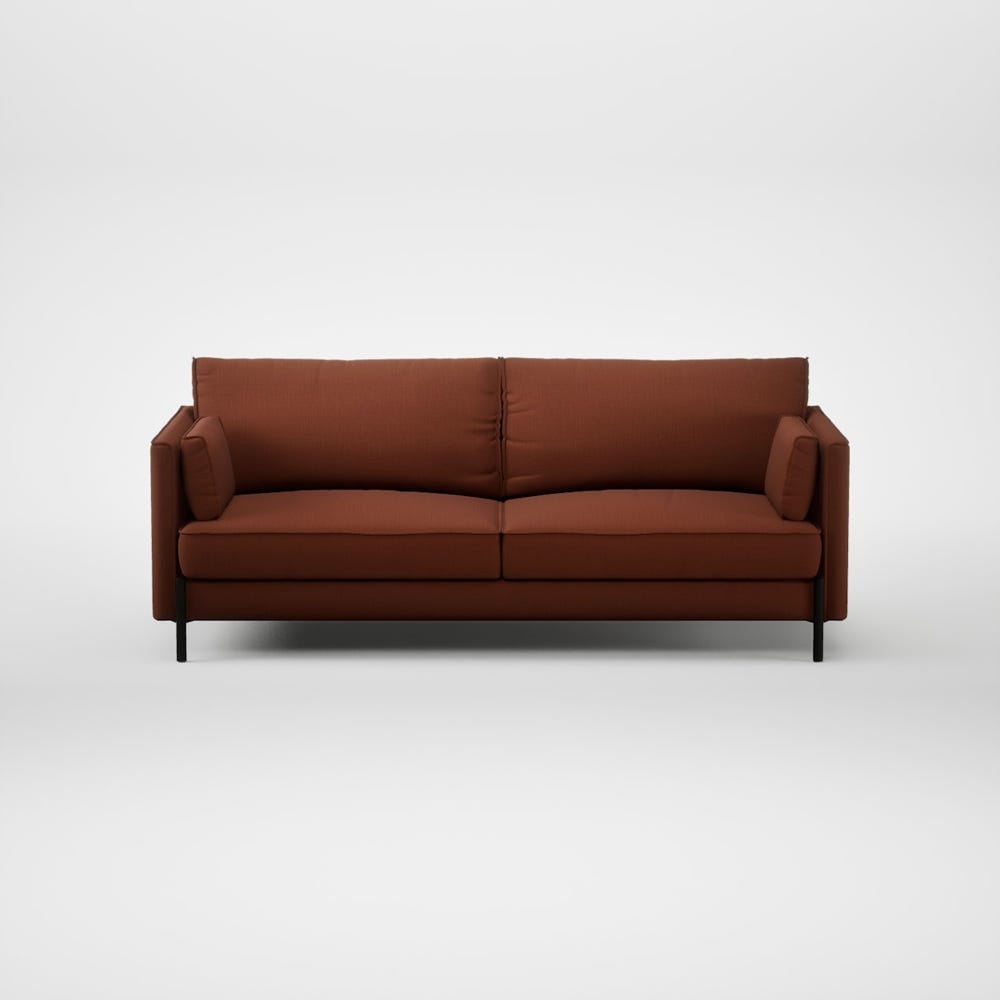 Heal's Tortona 3 Seater Sofa Smart Cotton Linen Rust Black Feet 2